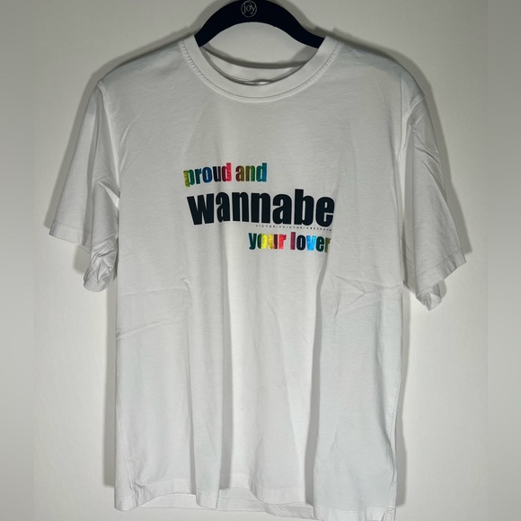 Victoria Beckham white cotton rainbowcore Pride wannabe your lover XS tshirt - Picture 1 of 11